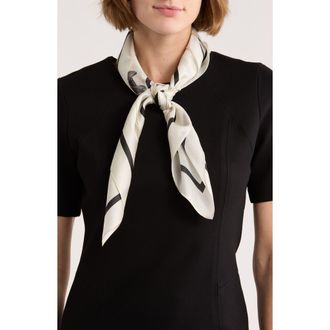 AllSaints Helena Skull Print Silk Square Scarf in Ecru at Nordstrom Rack