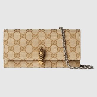 Gucci Dionysus Wallet On Chain, White, GG Canvas
