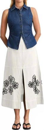 Tanya Taylor Hanelle Denim Top In Classic Indigo Blue