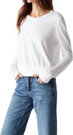 Michael Stars Yuri Crop Long Sleeve Tee In White