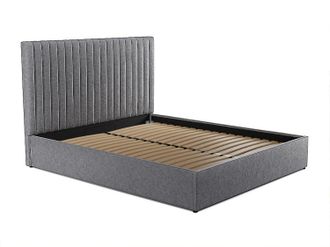 Vente-Unique Canap&eacute; abatible y cabecero SARAH - 160x200 cm - Tela - Gris