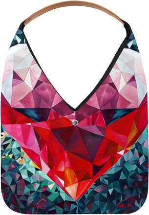 Generic Romantic Geometry Love Heart Reusable Lightweight Grocery Bags - Foldable Into Compact Pouch, Washable & Sturdy, Multipurpose for Shopping and Travel