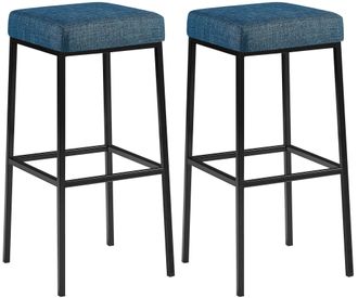 Clp Clp - Set De 2 Taburetes Montreal En Tela Altura 80 Cm Azul Negro