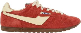 Autry Su&egrave;de en leren lage running sneakers - Heren - Sneakers - Rood - 45 EU - Su&egrave;de - Schoenen