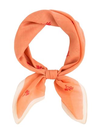 Stone floral-print cotton scarf - women - Cotton - One Size - Orange