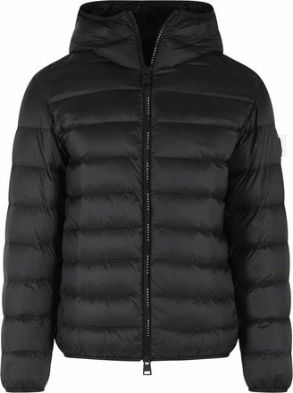 Moncler Short Hooded Down Jacket In Black Polyamide