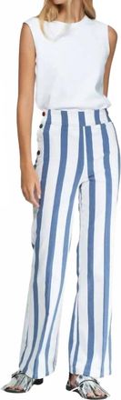 Vilagallo Striped Straight Trousers In Blue/white