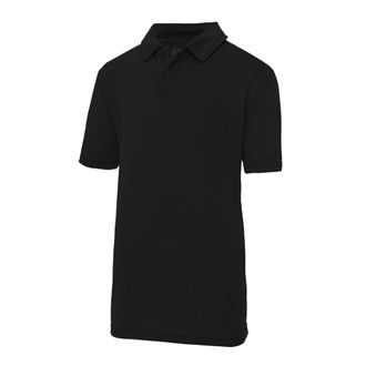 Just Cool Just Cool Kids Unisex Sports Polo Plain Shirt (12-13) (Jet Black)