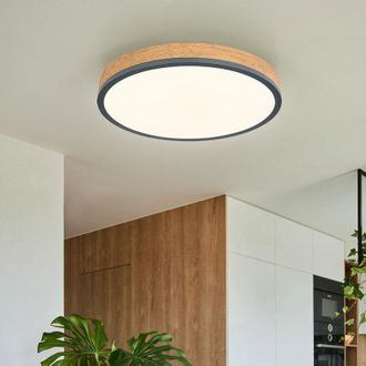 Globo Lighting Plafoniera tonda in legno dimmerabile plafoniera led con telecomando lampada in legno soffitto soggiorno, funzione memoria timer cct, 24W