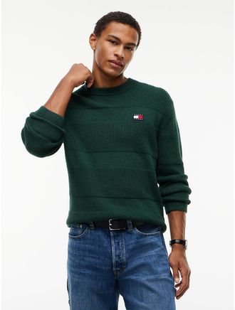 Tommy Hilfiger Mens Tommy Jeans Tonal Stripe Sweater - Velvet Green - XL