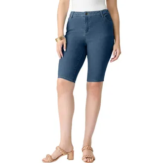 Roaman's Plus Size 24/7 Stretch Bermuda Short in Medium Stonewash at Nordstrom, Size 26