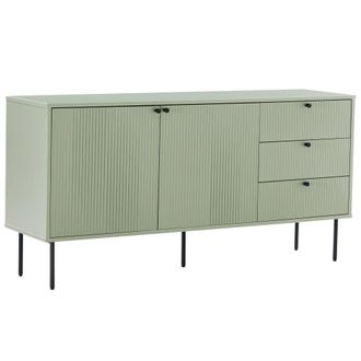 Oviala Aparador 2 puertas y 3 cajones decoraci&oacute;n melamina 150 cm verde salvia