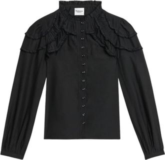 Isabel Marant Christa Top - Dames - Blouses - Zwart - M - Katoen - Overhemden