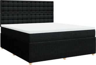 vidaXL Cama Box Spring Con Colch&oacute;n Tela Negro 180x200 Cm Vidaxl