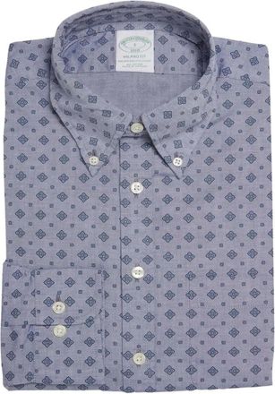 Brooks Brothers Milano Slim-fit Sport Shirt - Heren - Casual Overhemden - Blauw - S - Katoen - Overhemden