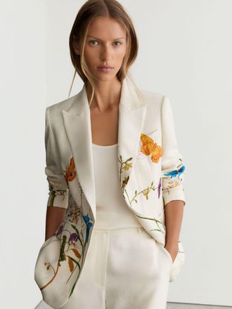 Reiss Printed Single-breasted Suit Blazer, 12