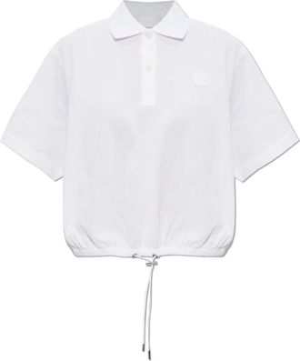 Moncler Polo Shirt met Logo Patch - Dames - Polos - Wit - S - Katoen - Tops
