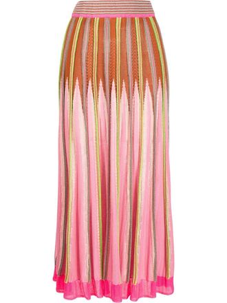 Forte_Forte zigzag-knit midi skirt - Orange