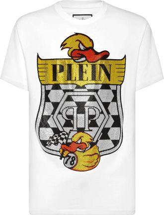 Philipp Plein T-shirt Ronde Hals SS Tee Duck 1978 - Heren - T-shirts - Wit - 4XL - Katoen - Tops