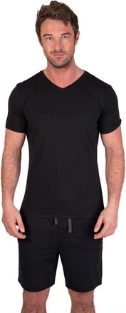 Light & Shade Mens Top and Short Bottoms Pyjama Set, Black, M