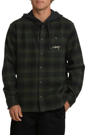 Billabong Baja Sur Plaid Hooded Cotton Flannel Button-Up Shirt in Black at Nordstrom, Size Xx-Large
