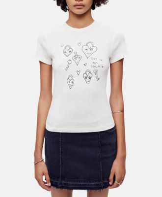 Re/Done 90S baby Hearts Tee In Vintage White