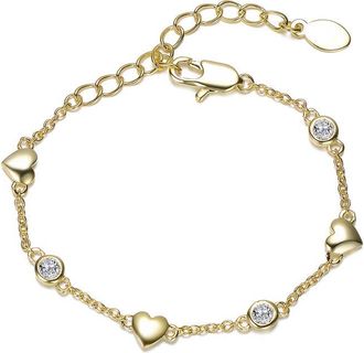 Rachel Glauber 14K Plated CZ Charm Bracelet