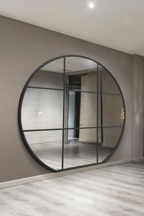 MirrorOutlet Black Framed Flat Bottom Circular Window Wall Mirror (189CM X 180CM) | Size: 1 Pack