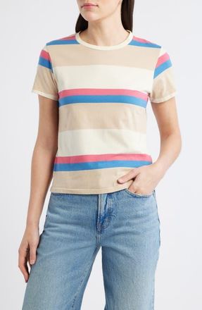 The Great. The Little Stripe Cotton T-Shirt in Study Hall Stripe at Nordstrom, Size 0