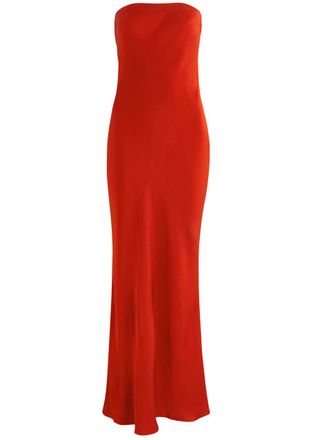 Bec&bridge Moon Dance Strapless Satin Maxi Dress - Red - 12 (UK12 / M)