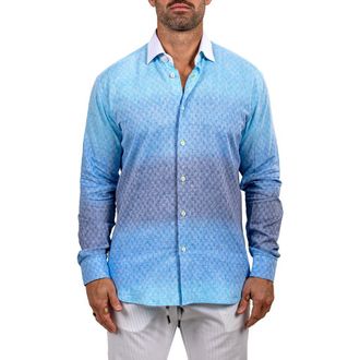 Maceoo Fibonacci Marthy Contemporary Fit Button-Up Shirt in Blue at Nordstrom, Size 4