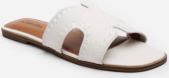 Where's That From Womens Flat Open Toe Slides - White - Size: 6