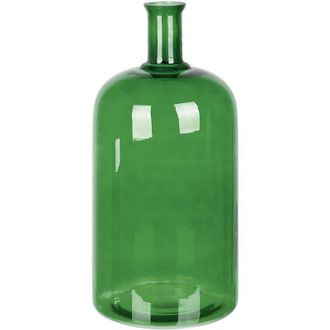 Beliani Florero De Vidrio Verde Esmeralda 45 Cm Hecho A Mano Forma De Botella Korma