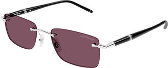 Montblanc MB0344S Asian Fit 002 Mens Sunglasses Silver Size 54