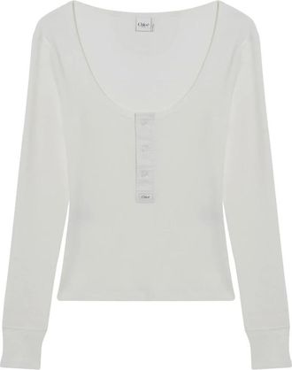 Chlo&eacute; Scoop-neck Henley Shirt - Dames - Ronde hals truien - Zwart - L - Katoen - Truien & Vesten