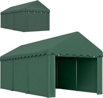 OUTSUNNY Carpa Garaje 6x3 M Garaje Exterior Para Coche Impermeable Anti-uv Con Paredes Laterales Desmontables Y 2 Puertas Con Cremallera Verde - Outsunny