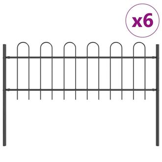 Berkfield Home Garden Fence with Hoop Top Grey 10.2x0.6 m Steel