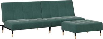 vidaXL Vidaxl - Sof&aacute; Cama De 2 Plazas Con Taburete Terciopelo Verde Oscuro