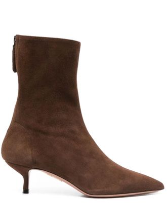 Aquazzura 40mm Montmartre boots - women - Calf Leather/Calf Leather/Calf Suede - 37.5 - Brown