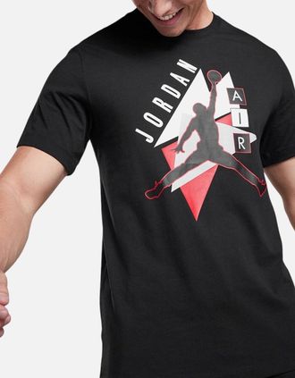 Nike Mens NIKE FD7301 AIR JORDAN Graphic Mens Crew Neck T Shirts Athletic Cotton Retro Tee - Black - Size: 42