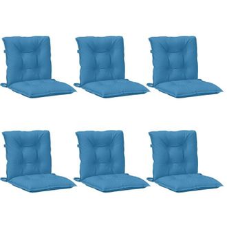 vidaXL Cojines Silla Respaldo Bajo 6 Ud Tela Azul Melange 100x50x7 Cm Vidaxl