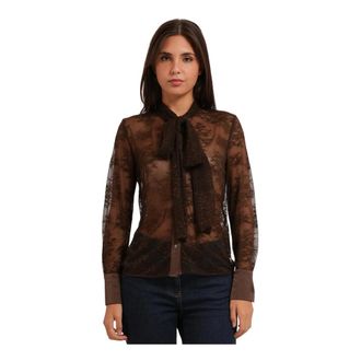 Yes-Zee Camicetta con fiocco - - Blouses & Shirts - Donna - Marrone - XS