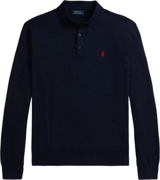 Polo Ralph Lauren Poloshirt met lange mouwen en kraag - Blauw