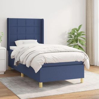 vidaXL Cama Box Spring Con Colch&oacute;n Tela Azul 80x200 Cm Vidaxl