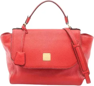 MCM Pre-owned Handbags, female, Red, Size: ONE SIZE Pre-owned Leather 2way Handbag