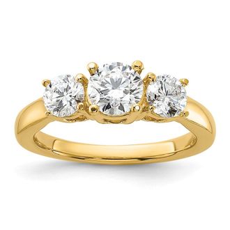 Diamond2Deal 14k Gold Lab Grown Diamond 3-Stone Band Ring 1.5Ct Clarity- VS Color- G-H