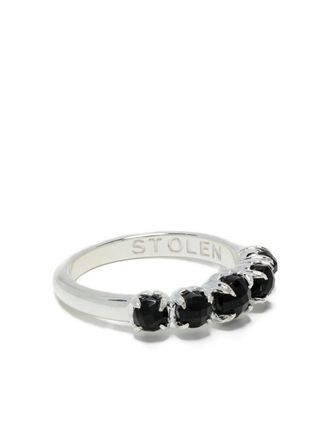 Stolen Girlfriends Club Halo Cluster ring - women - Sterling Silver/Onyx - S