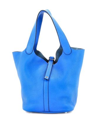 Herm&egrave;s Picotin Lock Bag Clemence MM bucket bag - women - Calf Leather - One Size - Blue