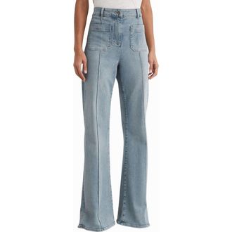 Reiss Sakura Pintuck Patch Pocket Wide Leg Jeans in Light Blue at Nordstrom, Size 30