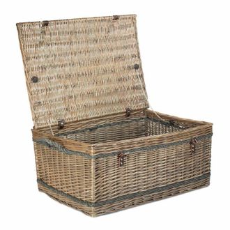Red Hamper 72cm Antique Wash Rope Handled Trunk Picnic Basket in Brown